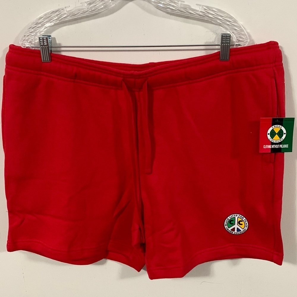 Mens Red Drawstring Shorts Cross Colours Brand Designed With Pride Size 2xl